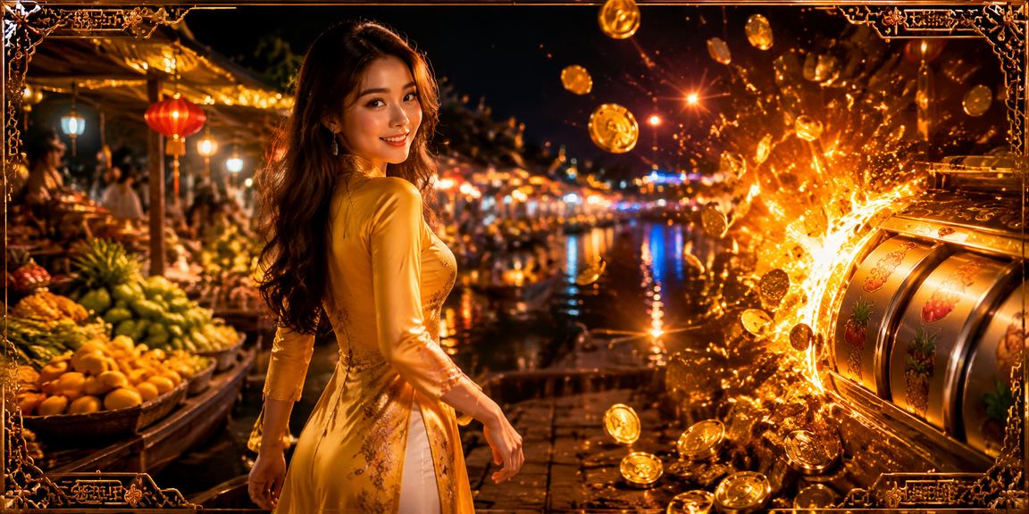 Người chơi thưởng thức slot game sôi động tại chợ đêm miền Tây